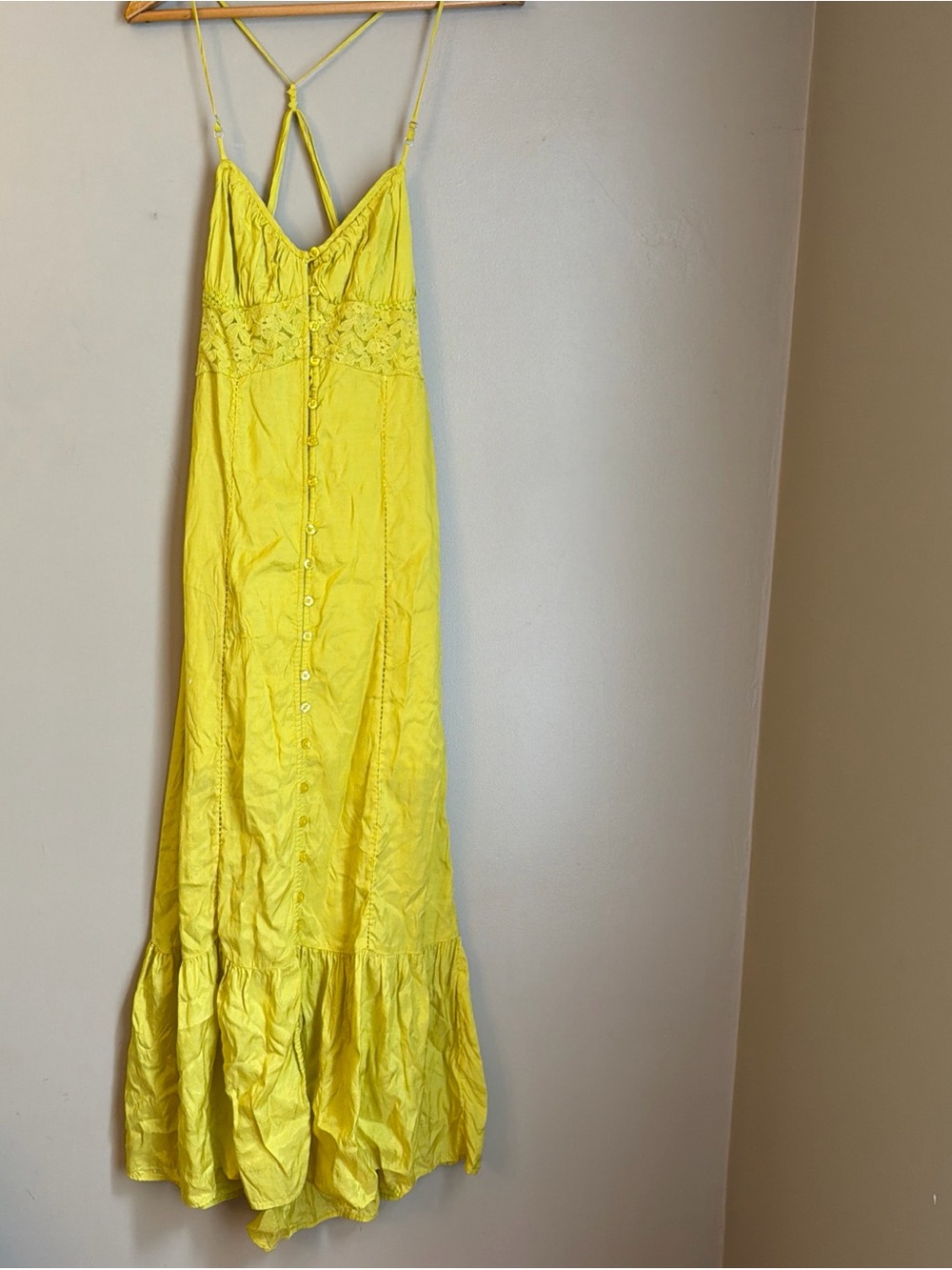 Urban Outfitters Silva Maxi Slip Dress Size S Yellow Chartreuse European Summer